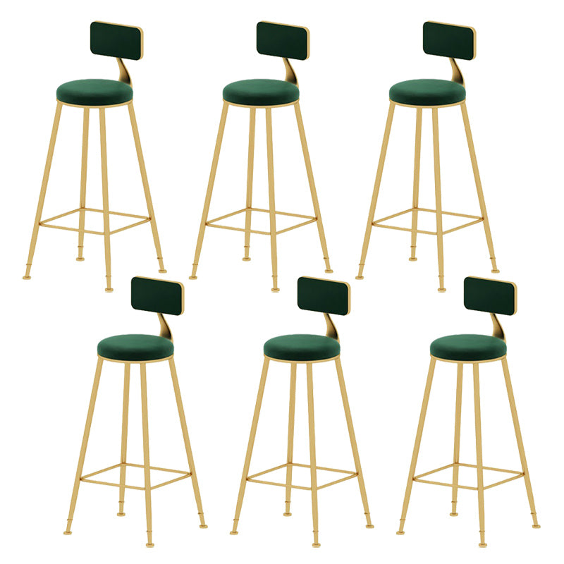 Upholstered Counter Stool Glam Style Low Back Bar Stool with Gold Frame Green 6 Piece Set Clearhalo 'Bar Furniture' 'Bar Stools' 'bar_stools' 'furn' 'furn_bar_stools' 'Furniture' 'Kitchen & Dining Furniture' 6394863