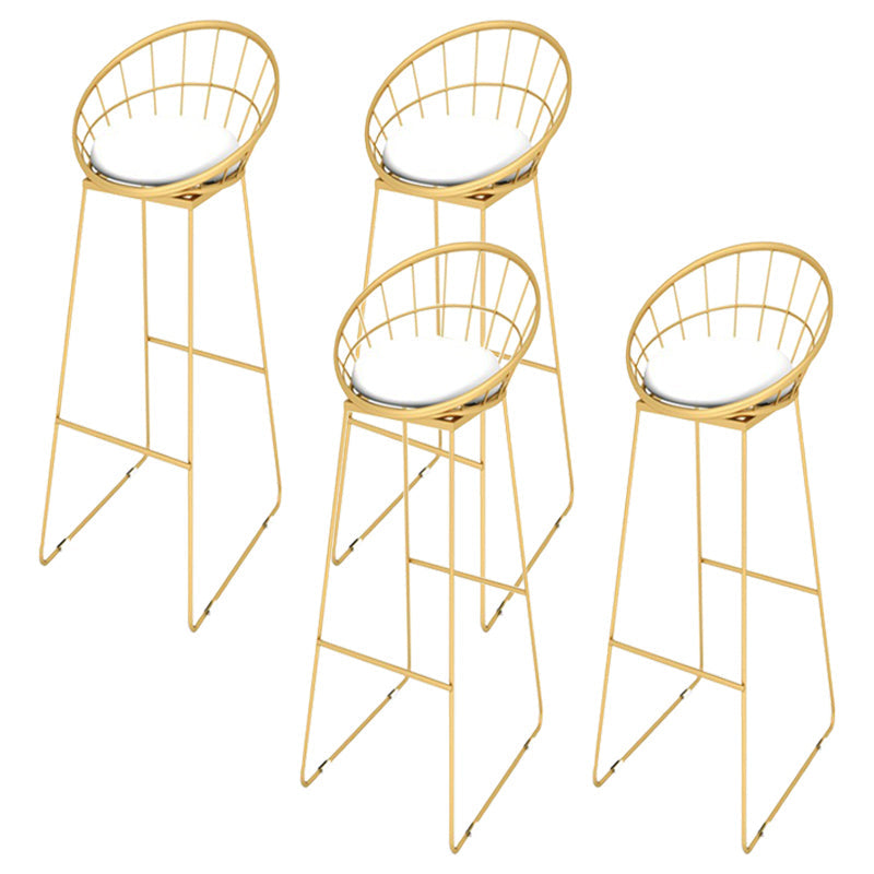 Upholstered Counter Stool Glam Style Low Back Bar Stool with Gold Frame Gold 4 Piece Set Clearhalo 'Bar Furniture' 'Bar Stools' 'bar_stools' 'furn' 'furn_bar_stools' 'Furniture' 'Kitchen & Dining Furniture' 6394867