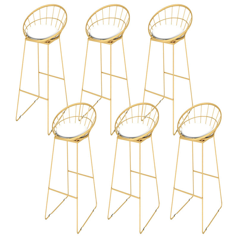 Upholstered Counter Stool Glam Style Low Back Bar Stool with Gold Frame Gold 6 Piece Set Clearhalo 'Bar Furniture' 'Bar Stools' 'bar_stools' 'furn' 'furn_bar_stools' 'Furniture' 'Kitchen & Dining Furniture' 6394868