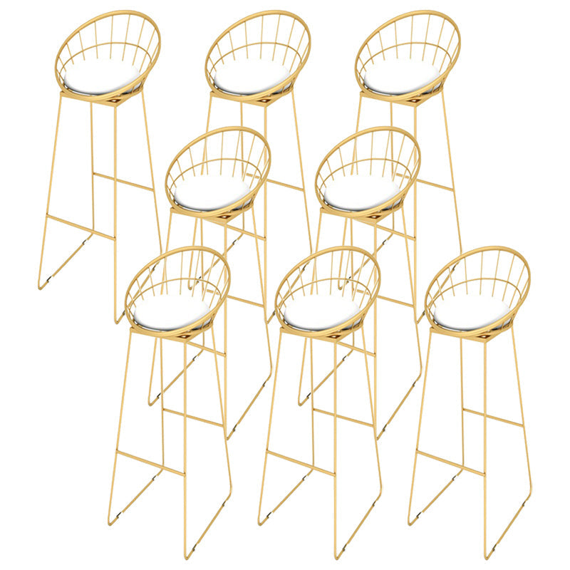 Upholstered Counter Stool Glam Style Low Back Bar Stool with Gold Frame Gold 8 Piece Set Clearhalo 'Bar Furniture' 'Bar Stools' 'bar_stools' 'furn' 'furn_bar_stools' 'Furniture' 'Kitchen & Dining Furniture' 6394869