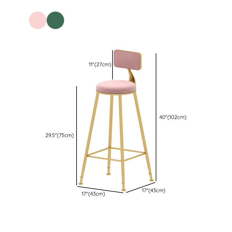 Upholstered Counter Stool Glam Style Low Back Bar Stool with Gold Frame Clearhalo 'Bar Furniture' 'Bar Stools' 'bar_stools' 'furn' 'furn_bar_stools' 'Furniture' 'Kitchen & Dining Furniture' 6394870