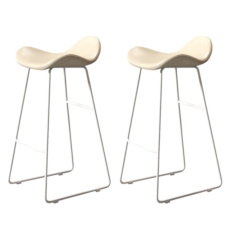 Glam Style Faux Leather Barstool Saddle Seat Bar Stool for Living Room