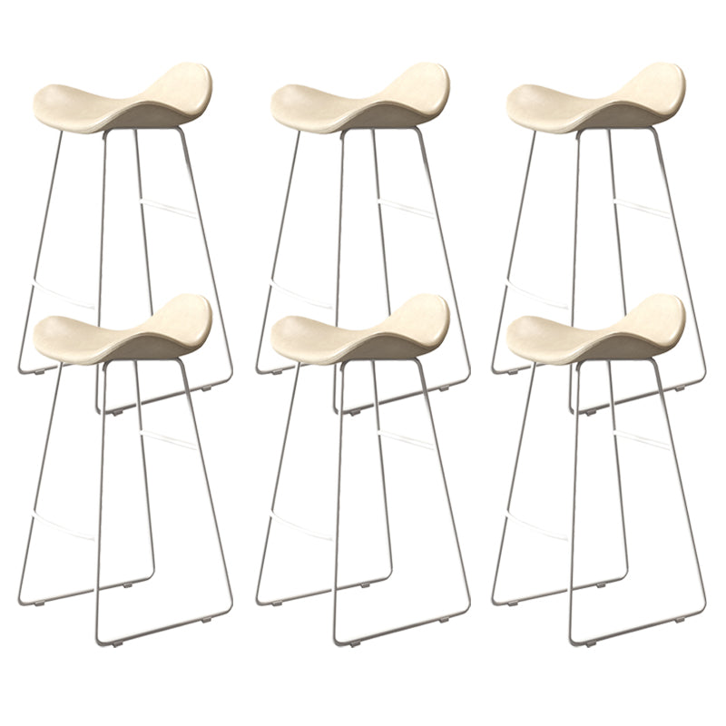 Glam Style Faux Leather Barstool Saddle Seat Bar Stool for Living Room