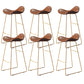 Glam Style Faux Leather Barstool Saddle Seat Bar Stool for Living Room