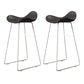 Glam Style Faux Leather Barstool Saddle Seat Bar Stool for Living Room
