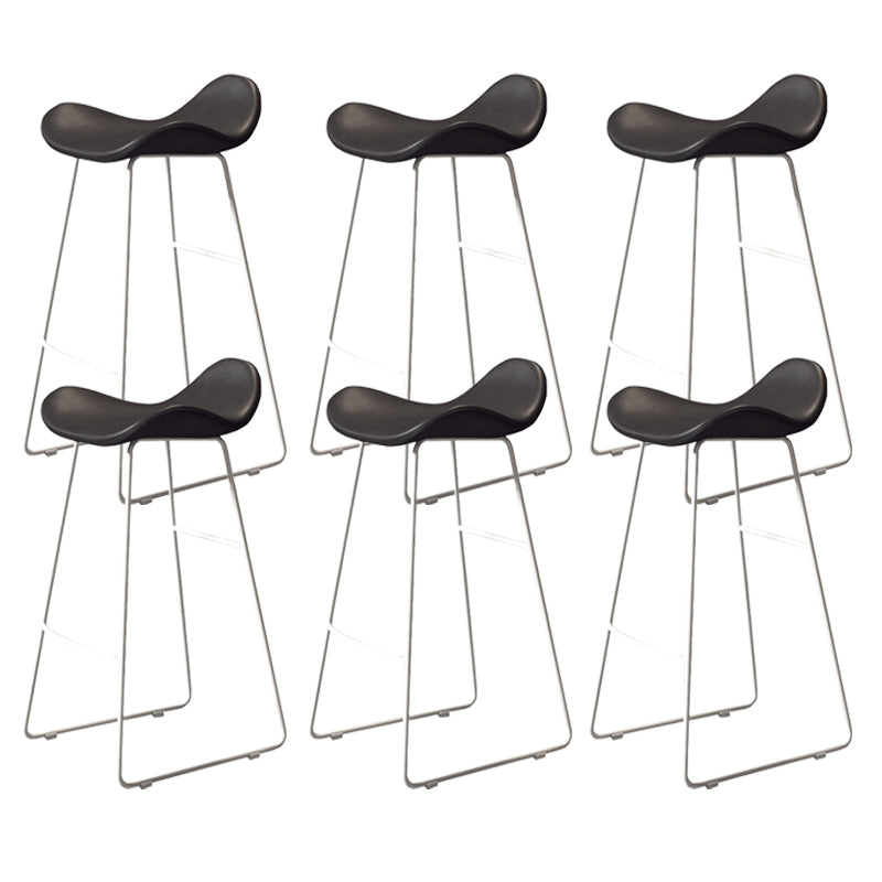 Glam Style Faux Leather Barstool Saddle Seat Bar Stool for Living Room