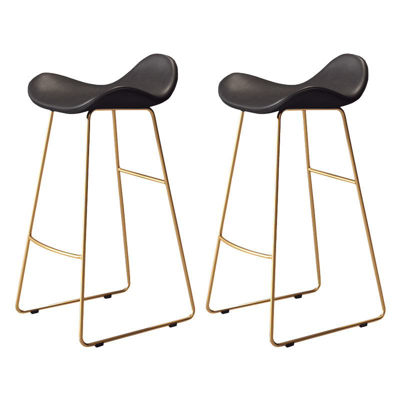 Glam Style Faux Leather Barstool Saddle Seat Bar Stool for Living Room