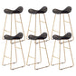 Glam Style Faux Leather Barstool Saddle Seat Bar Stool for Living Room
