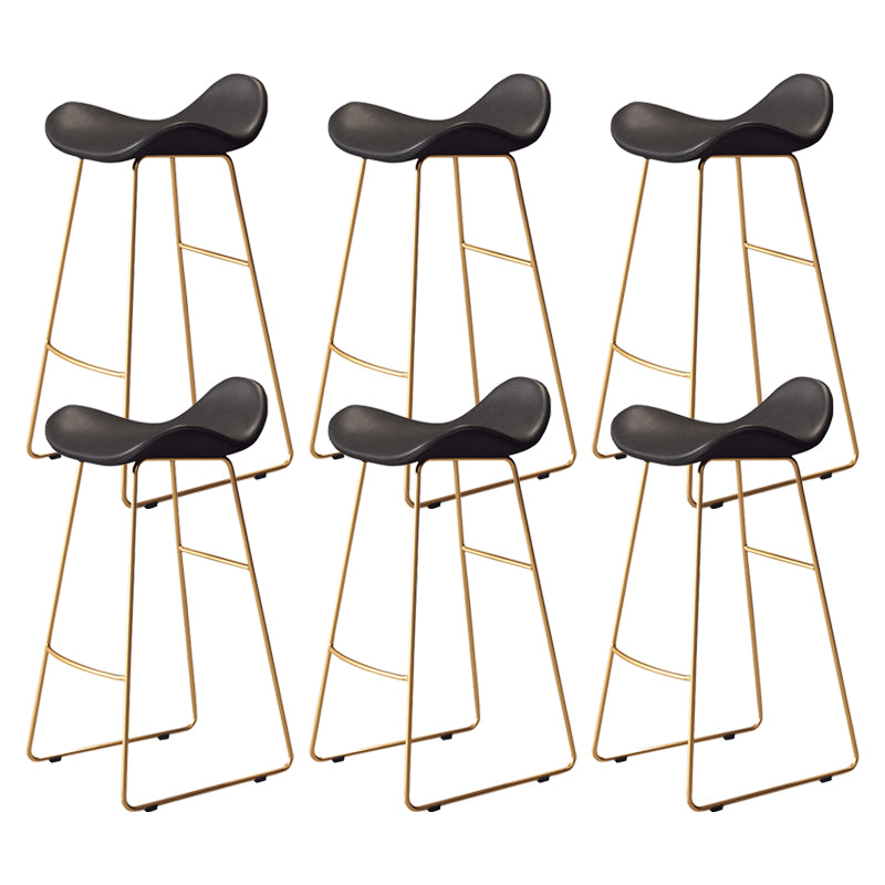 Glam Style Faux Leather Barstool Saddle Seat Bar Stool for Living Room