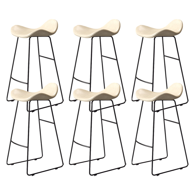 Glam Style Faux Leather Barstool Saddle Seat Bar Stool for Living Room