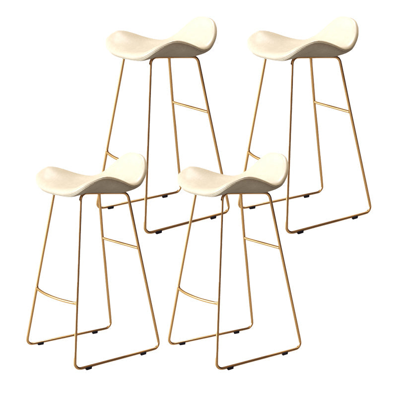 Glam Style Faux Leather Barstool Saddle Seat Bar Stool for Living Room