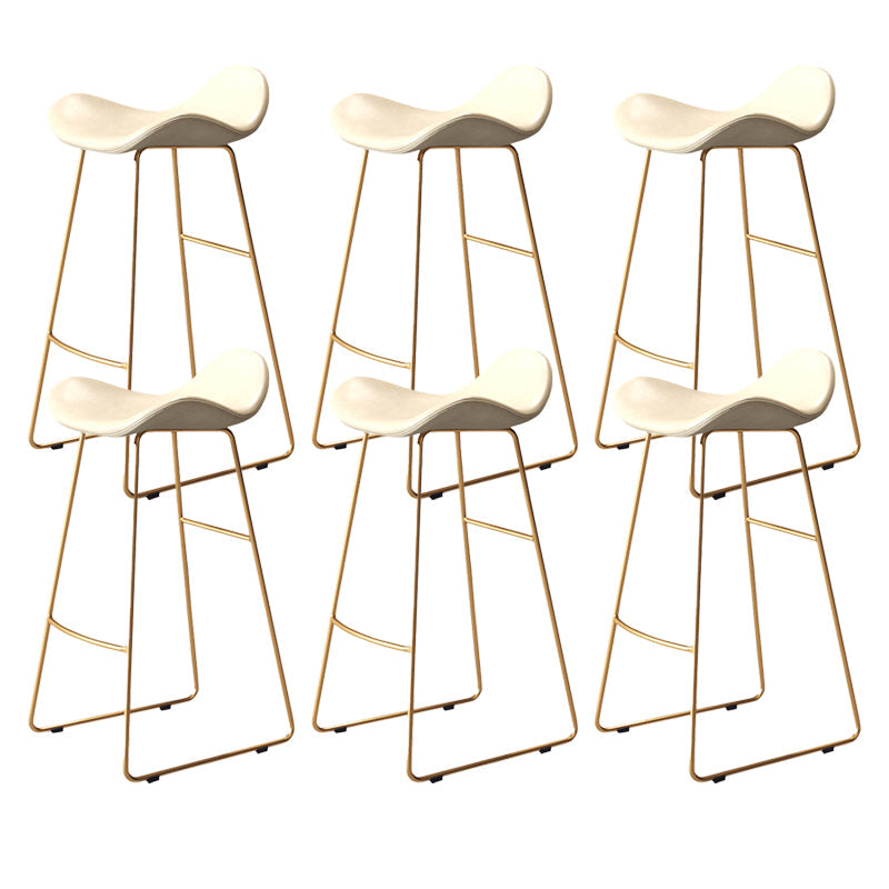 Glam Style Faux Leather Barstool Saddle Seat Bar Stool for Living Room
