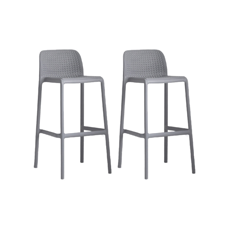 Industrial Plastic Low Back Bar Stool Armless Stackable Bar Stool Grey 2 Piece Set Clearhalo 'Bar Furniture' 'Bar Stools' 'bar_stools' 'furn' 'furn_bar_stools' 'Furniture' 'Kitchen & Dining Furniture' 6394915