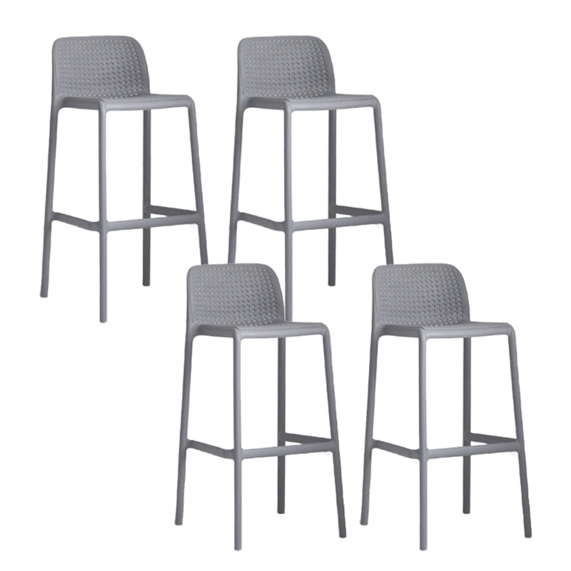 Industrial Plastic Low Back Bar Stool Armless Stackable Bar Stool Grey 4 Piece Set Clearhalo 'Bar Furniture' 'Bar Stools' 'bar_stools' 'furn' 'furn_bar_stools' 'Furniture' 'Kitchen & Dining Furniture' 6394916