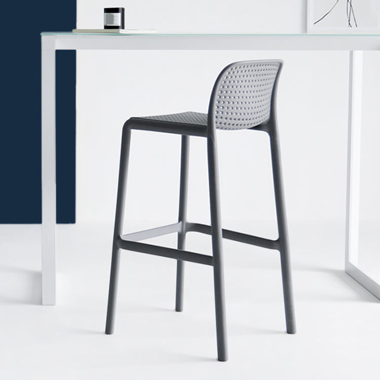 Industrial Plastic Low Back Bar Stool Armless Stackable Bar Stool Grey 1 Piece Clearhalo 'Bar Furniture' 'Bar Stools' 'bar_stools' 'furn' 'furn_bar_stools' 'Furniture' 'Kitchen & Dining Furniture' 6394917