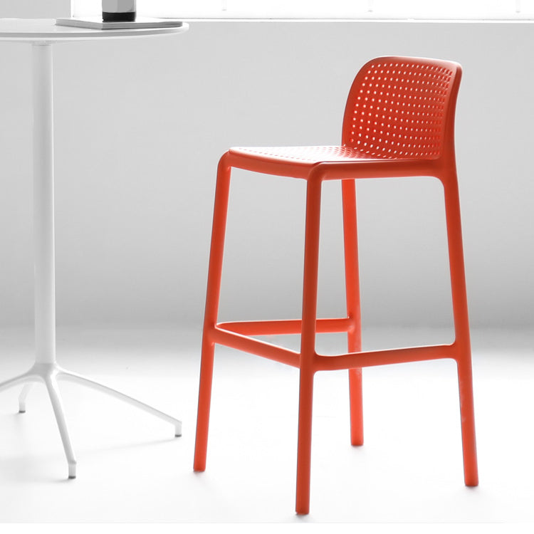Industrial Plastic Low Back Bar Stool Armless Stackable Bar Stool Orange 1 Piece Clearhalo 'Bar Furniture' 'Bar Stools' 'bar_stools' 'furn' 'furn_bar_stools' 'Furniture' 'Kitchen & Dining Furniture' 6394918