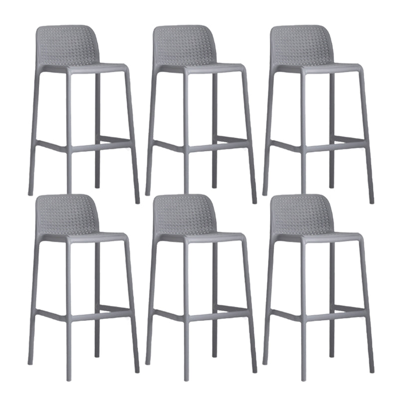 Industrial Plastic Low Back Bar Stool Armless Stackable Bar Stool Grey 6 Piece Set Clearhalo 'Bar Furniture' 'Bar Stools' 'bar_stools' 'furn' 'furn_bar_stools' 'Furniture' 'Kitchen & Dining Furniture' 6394919