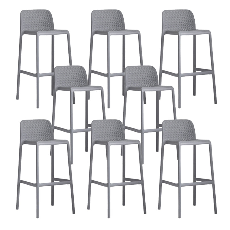 Industrial Plastic Low Back Bar Stool Armless Stackable Bar Stool Grey 8 Piece Set Clearhalo 'Bar Furniture' 'Bar Stools' 'bar_stools' 'furn' 'furn_bar_stools' 'Furniture' 'Kitchen & Dining Furniture' 6394921