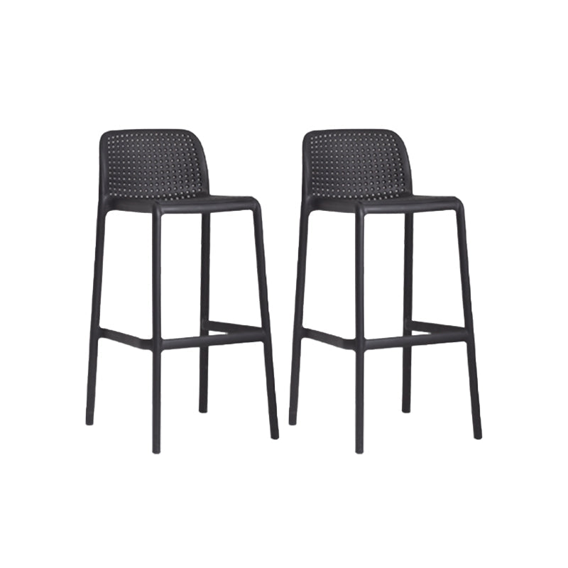 Industrial Plastic Low Back Bar Stool Armless Stackable Bar Stool Black 2 Piece Set Clearhalo 'Bar Furniture' 'Bar Stools' 'bar_stools' 'furn' 'furn_bar_stools' 'Furniture' 'Kitchen & Dining Furniture' 6394924