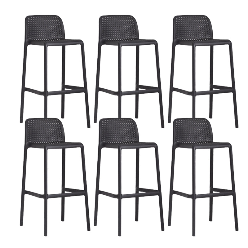Industrial Plastic Low Back Bar Stool Armless Stackable Bar Stool Black 6 Piece Set Clearhalo 'Bar Furniture' 'Bar Stools' 'bar_stools' 'furn' 'furn_bar_stools' 'Furniture' 'Kitchen & Dining Furniture' 6394928