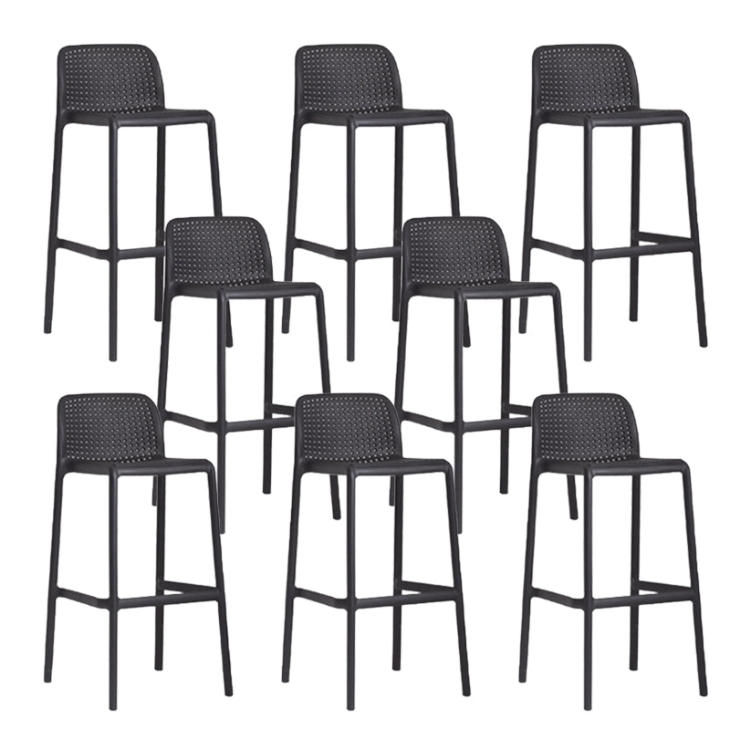 Industrial Plastic Low Back Bar Stool Armless Stackable Bar Stool Black 8 Piece Set Clearhalo 'Bar Furniture' 'Bar Stools' 'bar_stools' 'furn' 'furn_bar_stools' 'Furniture' 'Kitchen & Dining Furniture' 6394931
