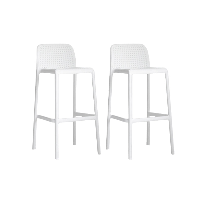 Industrial Plastic Low Back Bar Stool Armless Stackable Bar Stool White 2 Piece Set Clearhalo 'Bar Furniture' 'Bar Stools' 'bar_stools' 'furn' 'furn_bar_stools' 'Furniture' 'Kitchen & Dining Furniture' 6394934