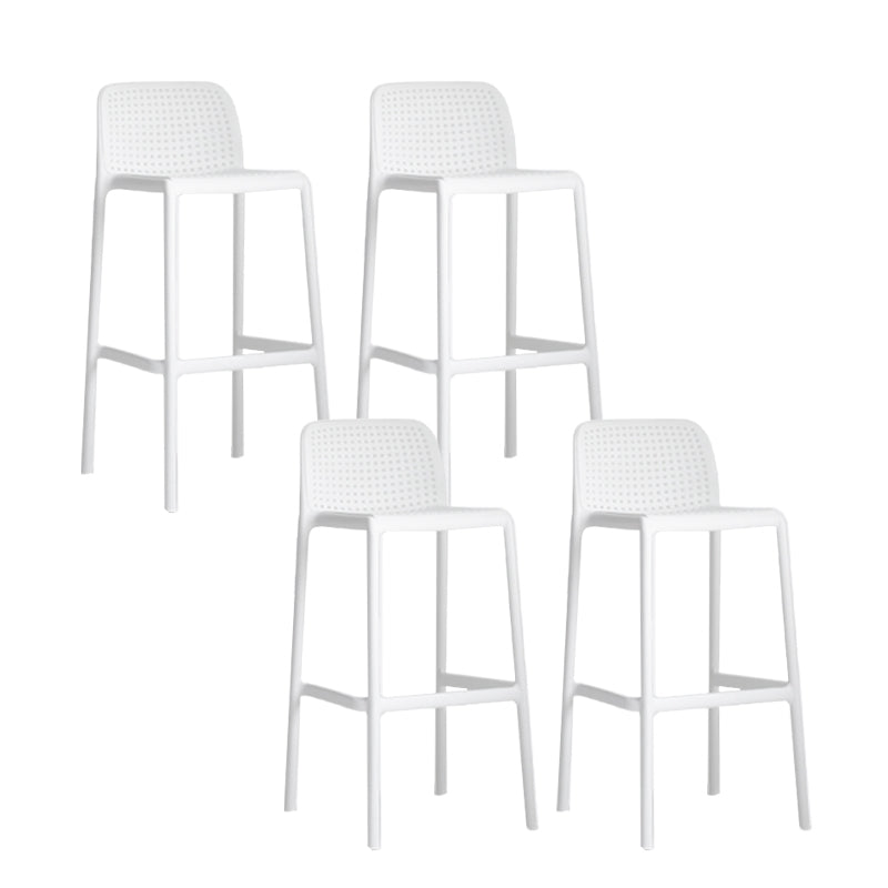 Industrial Plastic Low Back Bar Stool Armless Stackable Bar Stool White 4 Piece Set Clearhalo 'Bar Furniture' 'Bar Stools' 'bar_stools' 'furn' 'furn_bar_stools' 'Furniture' 'Kitchen & Dining Furniture' 6394936