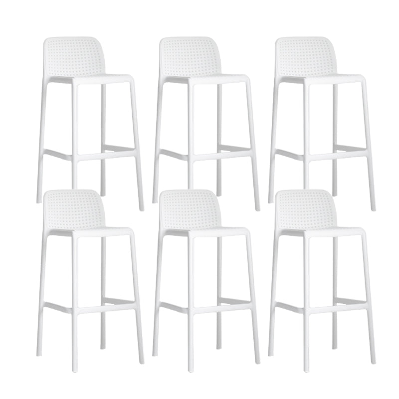 Industrial Plastic Low Back Bar Stool Armless Stackable Bar Stool White 6 Piece Set Clearhalo 'Bar Furniture' 'Bar Stools' 'bar_stools' 'furn' 'furn_bar_stools' 'Furniture' 'Kitchen & Dining Furniture' 6394937