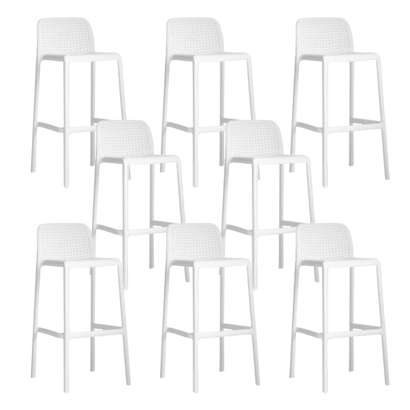 Industrial Plastic Low Back Bar Stool Armless Stackable Bar Stool White 8 Piece Set Clearhalo 'Bar Furniture' 'Bar Stools' 'bar_stools' 'furn' 'furn_bar_stools' 'Furniture' 'Kitchen & Dining Furniture' 6394939