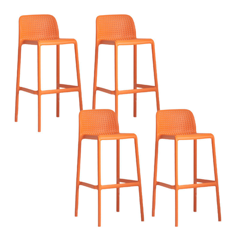 Industrial Plastic Low Back Bar Stool Armless Stackable Bar Stool Orange 4 Piece Set Clearhalo 'Bar Furniture' 'Bar Stools' 'bar_stools' 'furn' 'furn_bar_stools' 'Furniture' 'Kitchen & Dining Furniture' 6394942