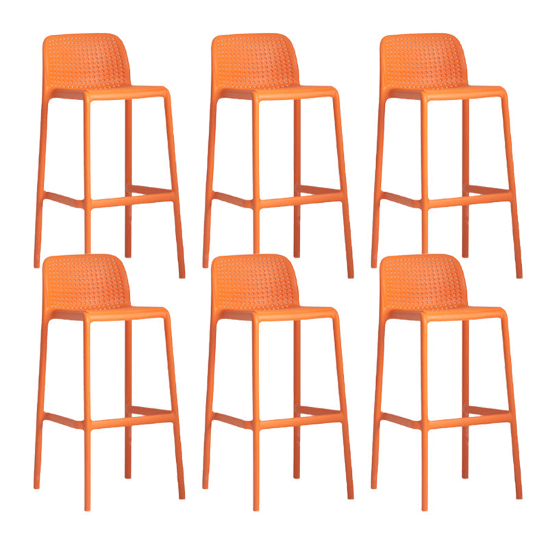 Industrial Plastic Low Back Bar Stool Armless Stackable Bar Stool Orange 6 Piece Set Clearhalo 'Bar Furniture' 'Bar Stools' 'bar_stools' 'furn' 'furn_bar_stools' 'Furniture' 'Kitchen & Dining Furniture' 6394943