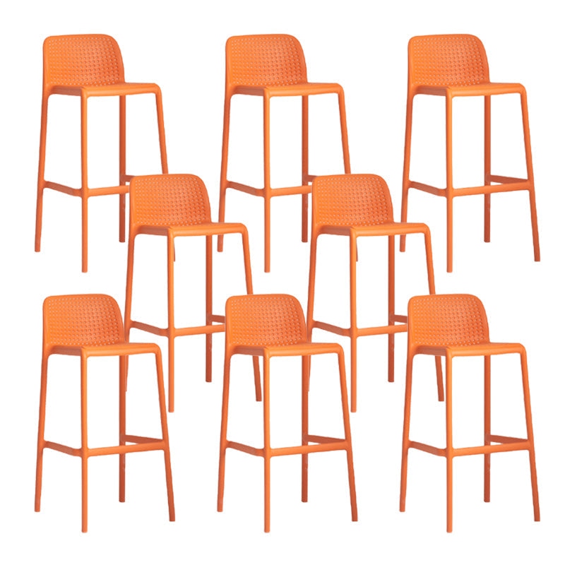 Industrial Plastic Low Back Bar Stool Armless Stackable Bar Stool Orange 8 Piece Set Clearhalo 'Bar Furniture' 'Bar Stools' 'bar_stools' 'furn' 'furn_bar_stools' 'Furniture' 'Kitchen & Dining Furniture' 6394944