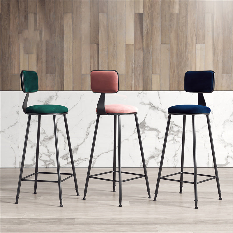 Contemporary Style Barstool Round Low Back Bar Stool with Black Frame Clearhalo 'Bar Furniture' 'Bar Stools' 'bar_stools' 'furn' 'furn_bar_stools' 'Furniture' 'Kitchen & Dining Furniture' 6394946
