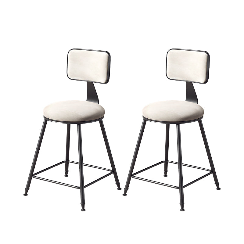 Contemporary Style Barstool Round Low Back Bar Stool with Black Frame White 2 Piece Set Short Stool(18"H) Clearhalo 'Bar Furniture' 'Bar Stools' 'bar_stools' 'furn' 'furn_bar_stools' 'Furniture' 'Kitchen & Dining Furniture' 6394947