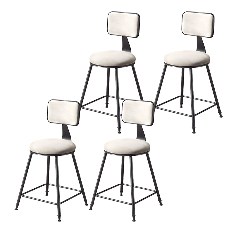 Contemporary Style Barstool Round Low Back Bar Stool with Black Frame White 4 Piece Set Short Stool(18"H) Clearhalo 'Bar Furniture' 'Bar Stools' 'bar_stools' 'furn' 'furn_bar_stools' 'Furniture' 'Kitchen & Dining Furniture' 6394949