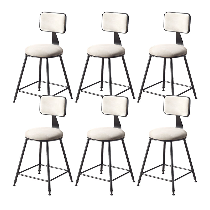 Contemporary Style Barstool Round Low Back Bar Stool with Black Frame White 6 Piece Set Short Stool(18"H) Clearhalo 'Bar Furniture' 'Bar Stools' 'bar_stools' 'furn' 'furn_bar_stools' 'Furniture' 'Kitchen & Dining Furniture' 6394950
