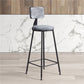 Contemporary Style Barstool Round Low Back Bar Stool with Black Frame Grey 1 Piece Clearhalo 'Bar Furniture' 'Bar Stools' 'bar_stools' 'furn' 'furn_bar_stools' 'Furniture' 'Kitchen & Dining Furniture' 6394951