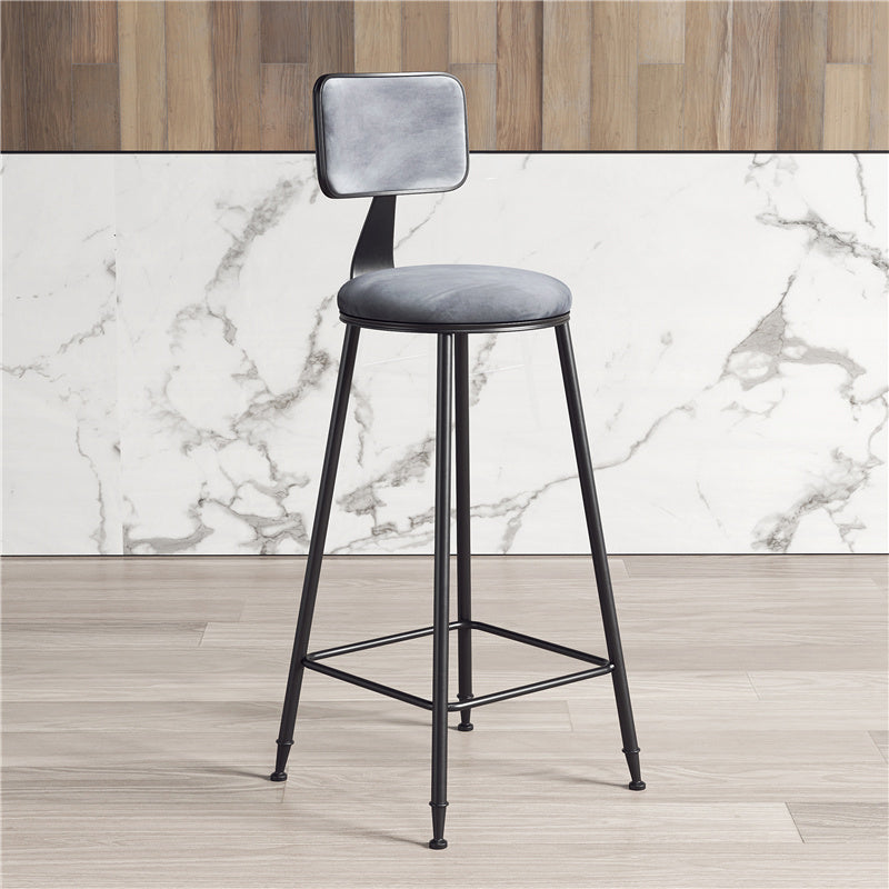 Contemporary Style Barstool Round Low Back Bar Stool with Black Frame Grey 1 Piece Clearhalo 'Bar Furniture' 'Bar Stools' 'bar_stools' 'furn' 'furn_bar_stools' 'Furniture' 'Kitchen & Dining Furniture' 6394951