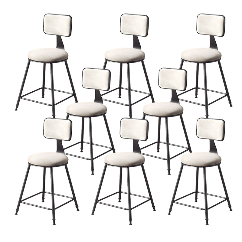 Contemporary Style Barstool Round Low Back Bar Stool with Black Frame White 8 Piece Set Short Stool(18"H) Clearhalo 'Bar Furniture' 'Bar Stools' 'bar_stools' 'furn' 'furn_bar_stools' 'Furniture' 'Kitchen & Dining Furniture' 6394953