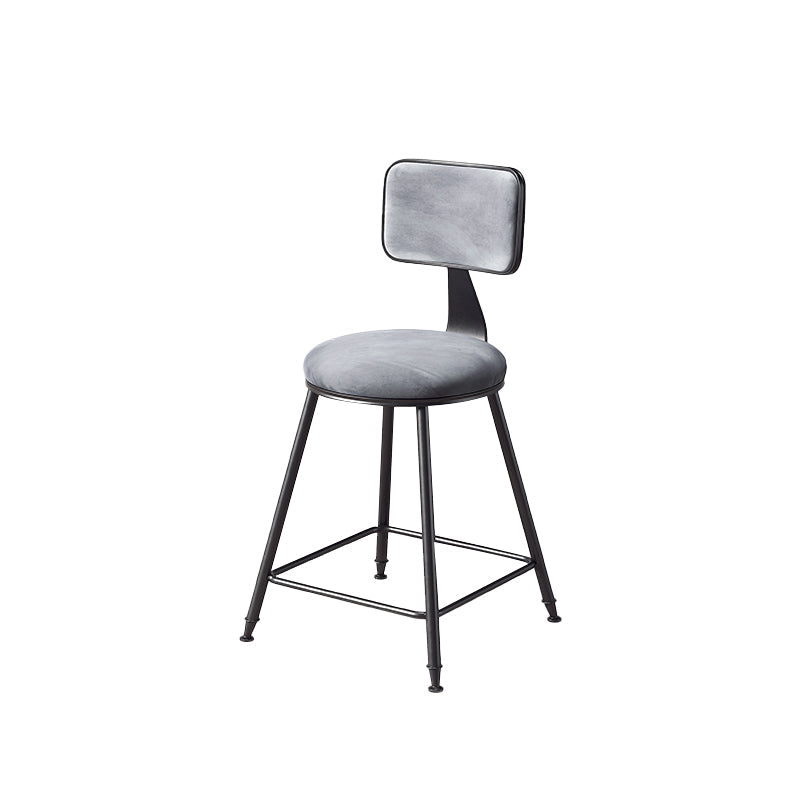 Contemporary Style Barstool Round Low Back Bar Stool with Black Frame Grey 1 Piece Short Stool(18"H) Clearhalo 'Bar Furniture' 'Bar Stools' 'bar_stools' 'furn' 'furn_bar_stools' 'Furniture' 'Kitchen & Dining Furniture' 6394954