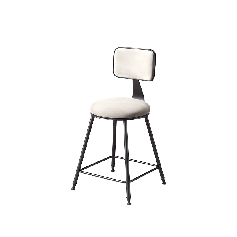 Contemporary Style Barstool Round Low Back Bar Stool with Black Frame White 1 Piece Short Stool(18"H) Clearhalo 'Bar Furniture' 'Bar Stools' 'bar_stools' 'furn' 'furn_bar_stools' 'Furniture' 'Kitchen & Dining Furniture' 6394955