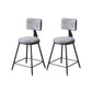 Contemporary Style Barstool Round Low Back Bar Stool with Black Frame Grey 2 Piece Set Short Stool(18"H) Clearhalo 'Bar Furniture' 'Bar Stools' 'bar_stools' 'furn' 'furn_bar_stools' 'Furniture' 'Kitchen & Dining Furniture' 6394957