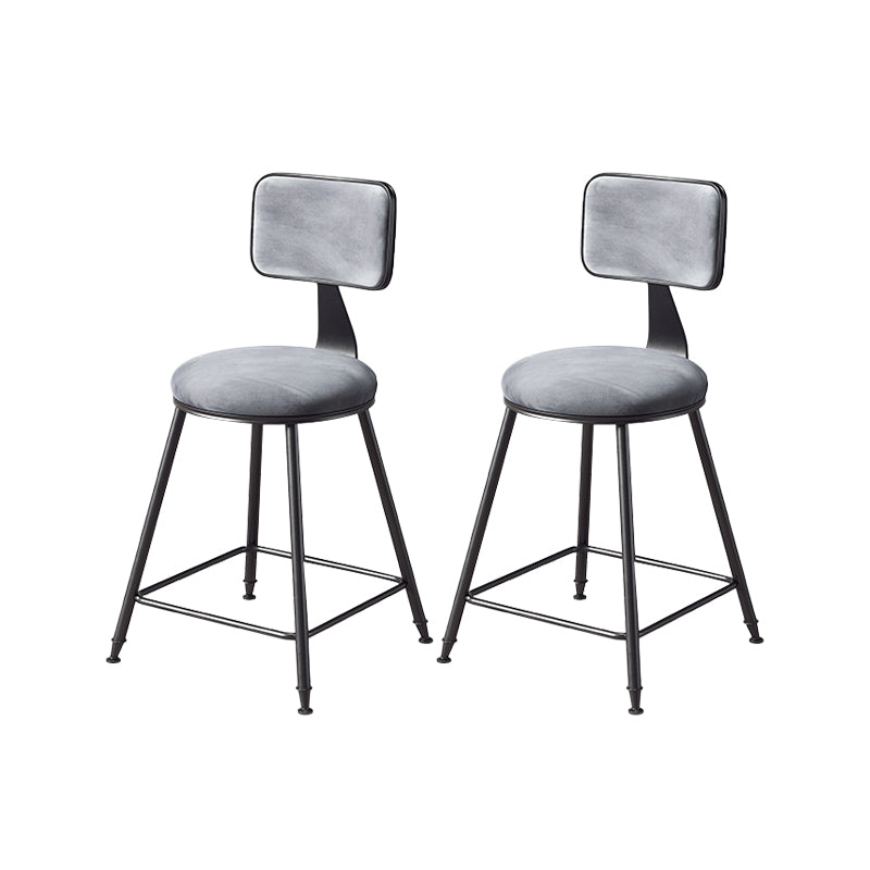 Contemporary Style Barstool Round Low Back Bar Stool with Black Frame Grey 2 Piece Set Short Stool(18"H) Clearhalo 'Bar Furniture' 'Bar Stools' 'bar_stools' 'furn' 'furn_bar_stools' 'Furniture' 'Kitchen & Dining Furniture' 6394957