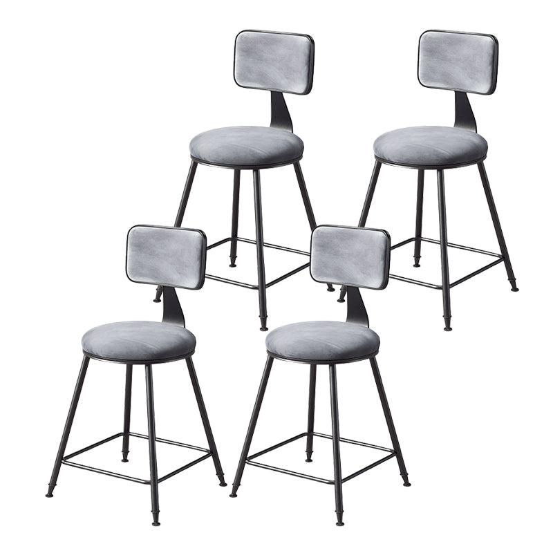Contemporary Style Barstool Round Low Back Bar Stool with Black Frame Grey 4 Piece Set Short Stool(18"H) Clearhalo 'Bar Furniture' 'Bar Stools' 'bar_stools' 'furn' 'furn_bar_stools' 'Furniture' 'Kitchen & Dining Furniture' 6394958