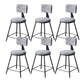 Contemporary Style Barstool Round Low Back Bar Stool with Black Frame Grey 6 Piece Set Short Stool(18"H) Clearhalo 'Bar Furniture' 'Bar Stools' 'bar_stools' 'furn' 'furn_bar_stools' 'Furniture' 'Kitchen & Dining Furniture' 6394960