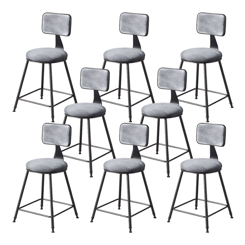 Contemporary Style Barstool Round Low Back Bar Stool with Black Frame Grey 8 Piece Set Short Stool(18"H) Clearhalo 'Bar Furniture' 'Bar Stools' 'bar_stools' 'furn' 'furn_bar_stools' 'Furniture' 'Kitchen & Dining Furniture' 6394961
