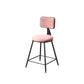Contemporary Style Barstool Round Low Back Bar Stool with Black Frame Pink 1 Piece Short Stool(18"H) Clearhalo 'Bar Furniture' 'Bar Stools' 'bar_stools' 'furn' 'furn_bar_stools' 'Furniture' 'Kitchen & Dining Furniture' 6394962