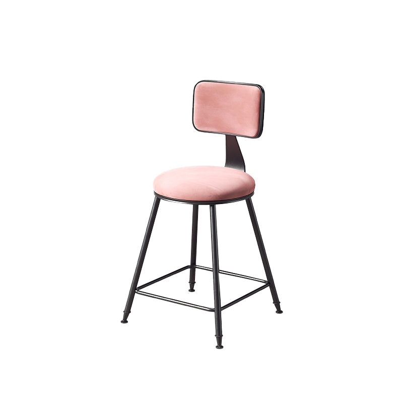 Contemporary Style Barstool Round Low Back Bar Stool with Black Frame Pink 1 Piece Short Stool(18"H) Clearhalo 'Bar Furniture' 'Bar Stools' 'bar_stools' 'furn' 'furn_bar_stools' 'Furniture' 'Kitchen & Dining Furniture' 6394962