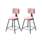 Contemporary Style Barstool Round Low Back Bar Stool with Black Frame Pink 2 Piece Set Short Stool(18"H) Clearhalo 'Bar Furniture' 'Bar Stools' 'bar_stools' 'furn' 'furn_bar_stools' 'Furniture' 'Kitchen & Dining Furniture' 6394963