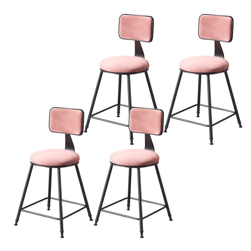 Contemporary Style Barstool Round Low Back Bar Stool with Black Frame Pink 4 Piece Set Short Stool(18"H) Clearhalo 'Bar Furniture' 'Bar Stools' 'bar_stools' 'furn' 'furn_bar_stools' 'Furniture' 'Kitchen & Dining Furniture' 6394964